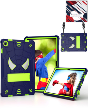 Rugged SpiderGrip Tablet Case with Kickstand & Shoulder Strap (NAVY BLUE) for Galaxy Tab A9 Plus 2023 (11") (X210, X216, X218) (Only Ground Shipping)