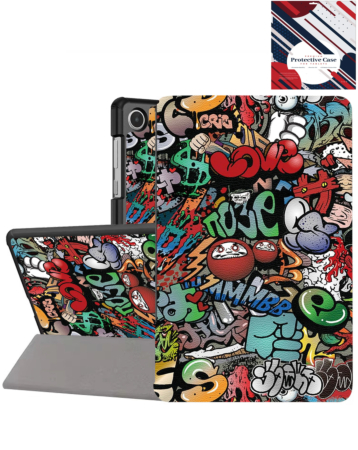 Old Style Notebook Design Case - Graffiti for Galaxy Tab A9 Plus 2023 (11") / Tab A11 Plus 2025 (11") (Only Ground Shipping)