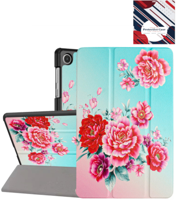 Old Style Notebook Design Case - ROSE for Galaxy Tab A9 Plus 2023 (11") / Tab A11 Plus 2025 (11") (Only Ground Shipping)