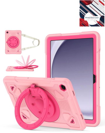 Shockproof Heavy Duty Stand Case with Pen Slot - PINK & HOT PINK for Galaxy Tab A9 Plus 2023 (11") (X210, X216, X218) (Only Ground Shipping)