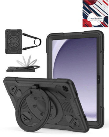 Shockproof Heavy Duty Stand Case with Pen Slot - BLACK for Galaxy Tab A9 Plus 2023 (11") (X210, X216, X218) (Only Ground Shipping)