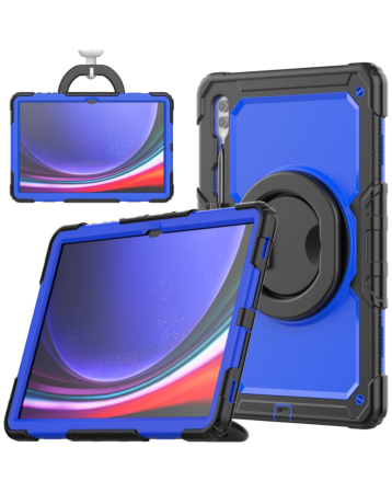 Silicone Case with 360 Folding Handle Grip - BLUE for Galaxy Tab S10 Ultra / S9 Ultra / S8 Ultra (14.6") (Only Ground Shipping)