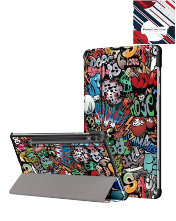 Old Style Notebook Design Case - Graffiti for Galaxy Tab S10 Ultra / S9 Ultra / S8 Ultra (14.6") (Only Ground Shipping)