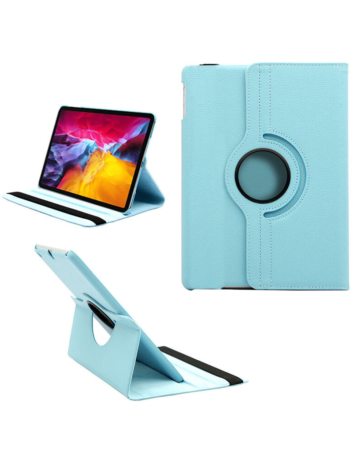 Universal 8" 360 Degree Rotating Leather Case - LIGHT BLUE (Only Ground Shipping)