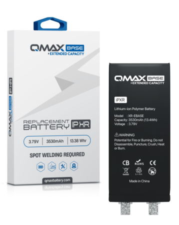 Shop the QMAX Base Extended Capacity Replacement Battery for iPhone XR, 3530 mAh, spot weld required.