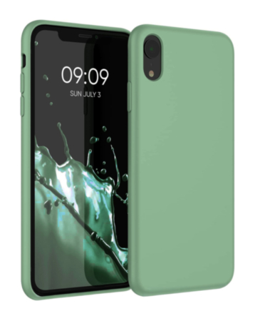Soft Solid Silicone Case (Full Buttom Cover) (SAGE GREEN) for iPhone XR (Only Ground Shipping)