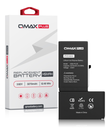Buy the QMAX Plus replacement battery for iPhone XS Max with 3270 mAh capacity.

