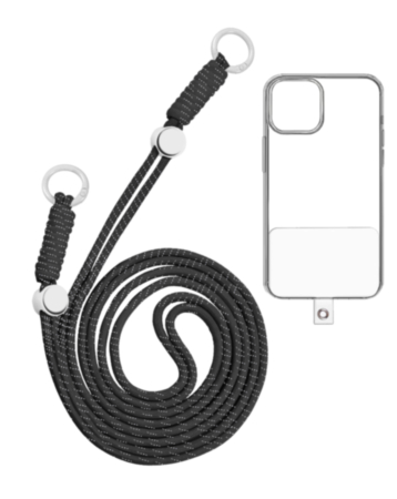 Adjustable Braided Phone Lanyard (3.6ft) (BLACK & WHITE) (Only Ground Shipping)