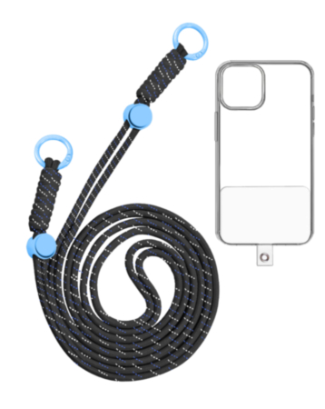 Adjustable Braided Phone Lanyard (3.6ft) (DARK BLUE & WHITE) (Only Ground Shipping)