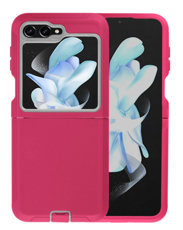 Heavy Duty Case for Galaxy Z Flip 5 (HOT PINK & WHITE) (Only Ground Shipping)