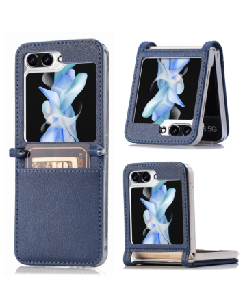 Galaxy Z Flip 5 Genuine Leather Case - BLUE (Only Ground Shipping)