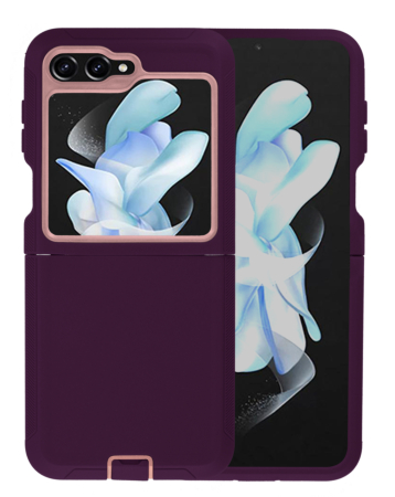 Heavy Duty Case for Galaxy Z Flip 6 / Z Flip 7 FE (MAROON & PINK) (Only Ground Shipping)