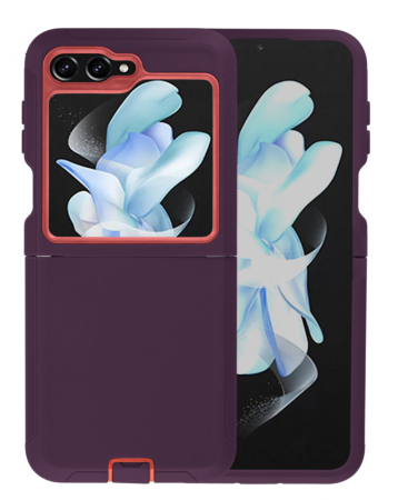 Heavy Duty Case for Galaxy Z Flip 6 / Z Flip 7 FE (DARK PURPLE & HOT PINK) (Only Ground Shipping)