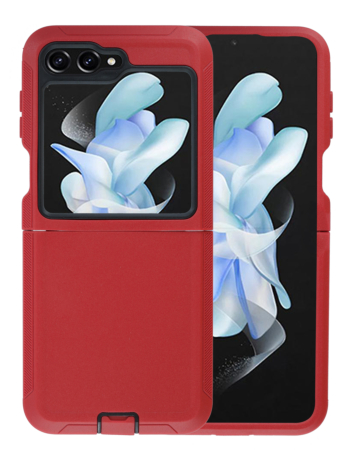 Heavy Duty Case for Galaxy Z Flip 6 / Z Flip 7 FE (RED & BLACK) (Only Ground Shipping)