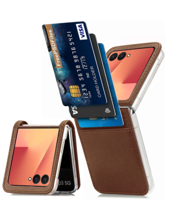 Galaxy Z Flip 7 Genuine Leather Case - BROWN (Only Ground Shipping)