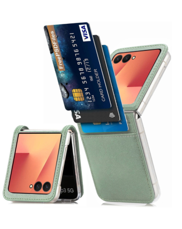 Galaxy Z Flip 7 Genuine Leather Case - GREEN (Only Ground Shipping)
