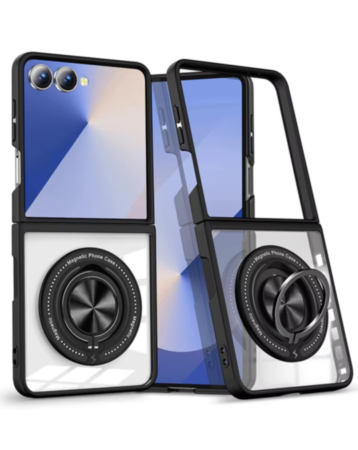 Skin Feel Transparent Case with Kickstand (BLACK) for Galaxy Z Flip 8 (Only Ground Shipping)