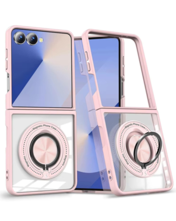 Skin Feel Transparent Case with Kickstand (PINK) for Galaxy Z Flip 8 (Only Ground Shipping)