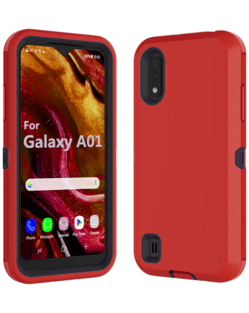 Heavy Duty Case for Galaxy A01 (RED & BLACK) (Only Ground Shipping)