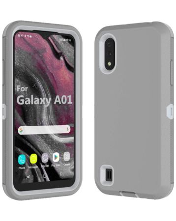 Heavy Duty Case for Galaxy A01 (DARK GRAY & WHITE) (Only Ground Shipping)