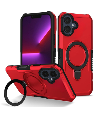 Hard PC Shockproof Case w /Ring Holder - RED for Galaxy A06 (Only Ground Shipping)