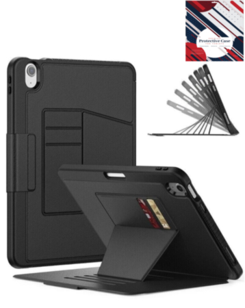 Shockproof Magnetic Multi-Angles Stand Case with Pen Holder - BLACK for iPad Air 11 / 2024 / Air 4 / Air 5 / Pro 11 (1st / 2nd / 3rd / 4th) (Only Ground Shipping)