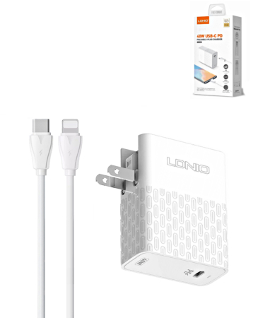 LDNIO A1405C QC3.0+PD USB-C Wall Charger /w USBC-L Non-MFI Cable (3ft) (40W) (Only Ground Shipping)