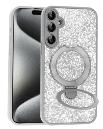 Sparkle Luxury Slim Case with Magnetic Kickstand for Galaxy A17 (SILVER) (Only Ground Shipping)