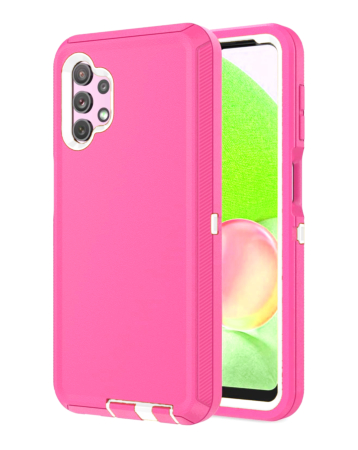 Heavy Duty Case for Galaxy A32 5G (HOT PINK & WHITE) (Only Ground Shipping)