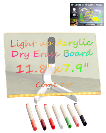 Adults Light Up Writing Board with LED Stand and 6 Colored Pens (Only Ground Shipping)