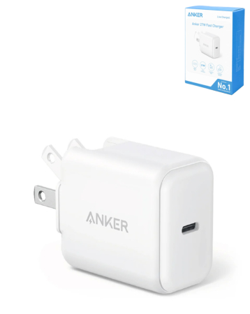 Anker Powerport Wall Adapter (NO HANG TAG) USB C (27W) (WHITE) (Only Ground Shipping)