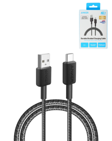 Anker 322 USB A-C Braided Charging Cable (BLACK) (6ft) (60w) (Only Ground Shipping)