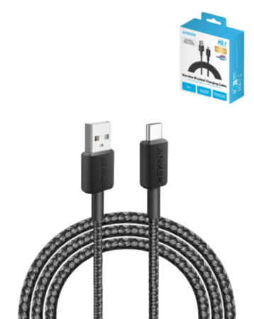 Anker 322 USB A-C Braided Charging Cable (BLACK) (10ft) (15W) (Only Ground Shipping)
