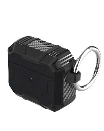 Hard Plastic Transparent Case with Keychain - BLACK for Airpods 4th Gen (Only Ground Shipping)