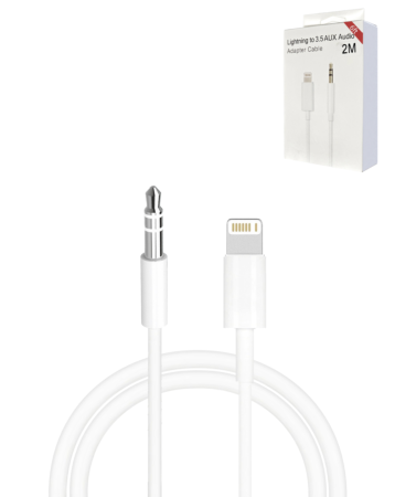 USB L-AUX Headphone Jack Cable (WHITE) (6ft) (Only Ground Shipping)