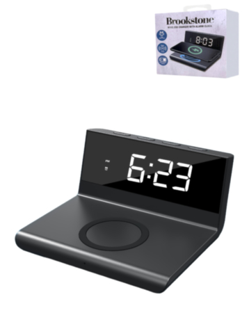Brookstone Alarm Clock Wireless Charging (BLACK) (Only Ground Shipping)