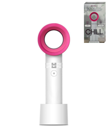 CHILL Bladeless Fan with Stand - WHITE & PINK (Only Ground Shipping)