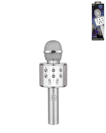 Light Up Karaoke Microphone Speaker - SILVER (Only Ground Shipping)