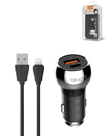 LDNIO C1 Dual A+C Car Charger with USB A-L Charging Cable (3ft) (36W) (Only Ground Shipping)