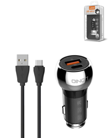 LDNIO C1 Dual Car Charger with USB A-C Charging Cable (3ft) (36W) (Only Ground Shipping)