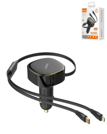 LDNIO C107 2in1 Car Charger with USB C-L Non-MFI Cable (30W) (Only Ground Shipping)