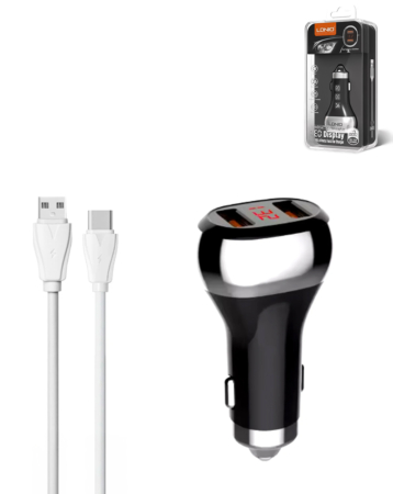 LDNIO C2 Dual USB-A Car Charger with USB A-C Charging Cable (3ft) (36W) (Only Ground Shipping)