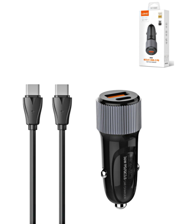 LDNIO C510Q PD QC3.0 Dual USB A+C Car Charger with USB C-C Cable (3ft) (36W) (Only Ground Shipping)
