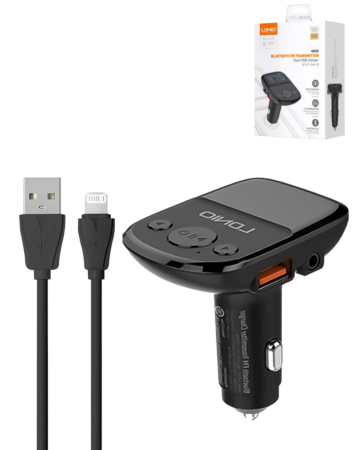 LDNIO C706Q Bluetooth 5.0 FM with 2X USB A+C Car Charger with USB A-L Cable (3ft) (25W) (Only Ground Shipping)