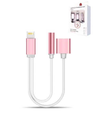 2in1 USB-L Charging and Data &3.5mm Headphone Jack Adapter (ROSE GOLD) (Only Ground Shipping)