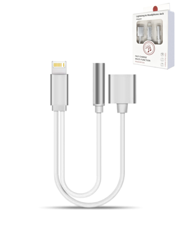 2in1 USB-L Charging and Data &3.5mm Headphone Jack Adapter (SILVER) (Only Ground Shipping)