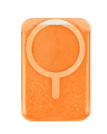 Clear Glitter Design Magnetic Card Holder (ORANGE) (Only Ground Shipping)