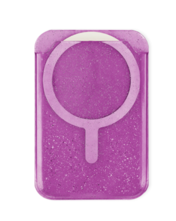 Clear Glitter Design Magnetic Card Holder (PURPLE) (Only Ground Shipping)