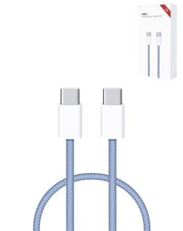USB C-C Fast Charging Cable for iPhone / iPads / AirPods Series (3ft) (60W) - (BLUE) (Only Ground Shipping)