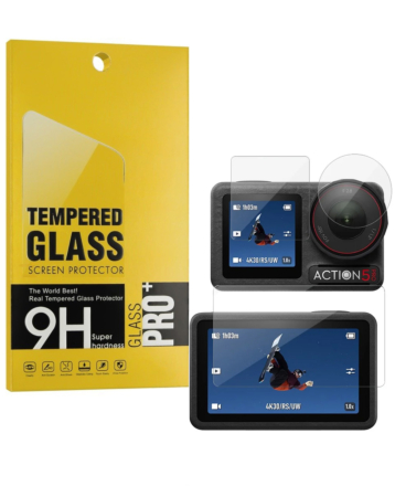 Clear Tempered Glass for DJI Osmo Action 5 Pro (2.5D / 3 Piece Set)